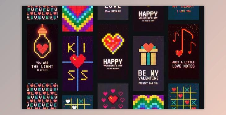 Valentines Day Pixel Stories (Videohive 50619978) - AE Project