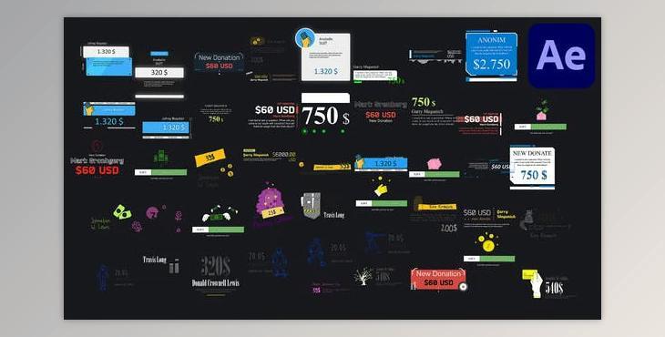 Streamer Pack – Donations, Banners, Countdowns, Links (Videohive 38726217) - AE Project