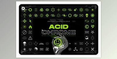 Acid & chrome abstract shapes bundle By Samolevsky (PNG, PSD, AI, EPS, SVG)