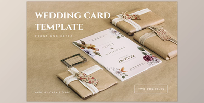 Elegant Floral Wedding Card CreativeMarket - 7164502
