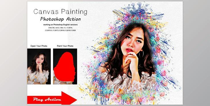 Canvas Painting Photoshop Action CreativeMarket-5370490