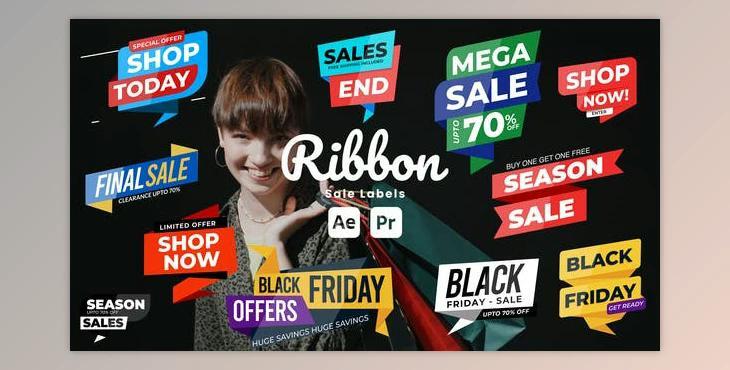 Ribbon Sale Labels (Videohive 51100915) - AE Project