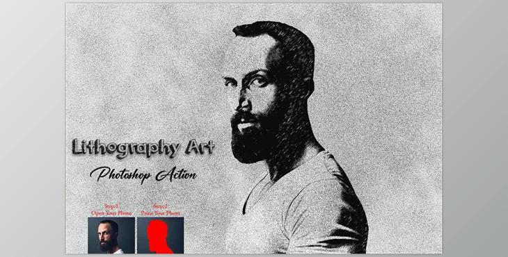 Lithography Art Photoshop Action Creativemarket - 12777804