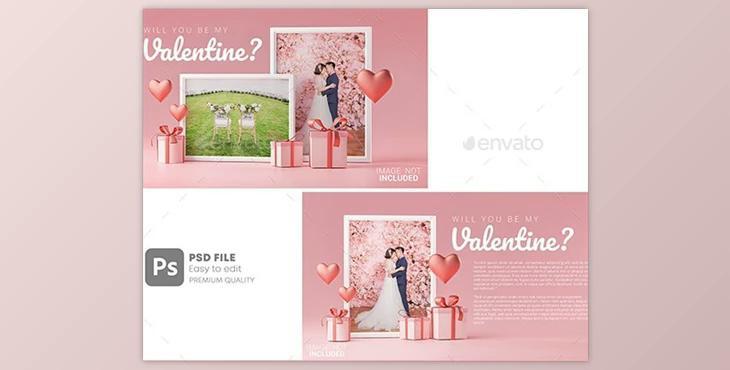 Photo Frame Mockup Template Love Heart Valentine Wedding Invitation Card Design GraphicRiver-30090490 (PSD)