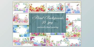 Floral Backgrounds Watercolor By MitrushovaArt (JPEG, DPI)