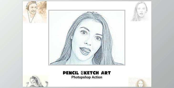 Pencil Sketch Art Photoshop Action CreativeMarket-5129372 (ATN)