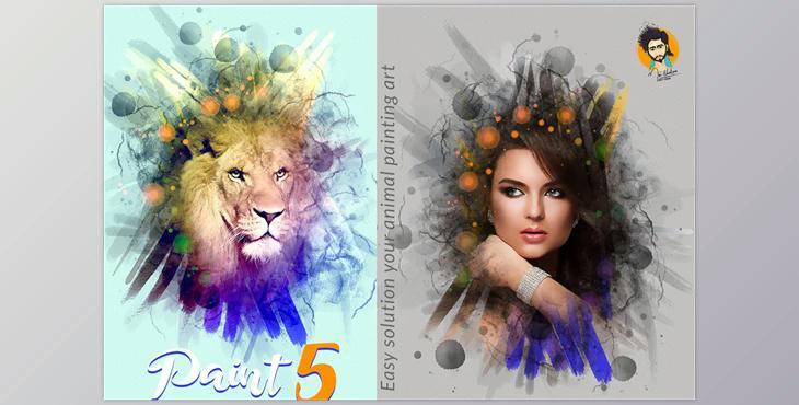 Paint Photoshop Action 5 CreativeMarket-5751430 (ATN, ABR, PAT)