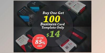 100 Business Cards Bundle CreativeMarket - 3243405