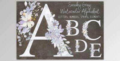 Smoky Grey Letters, Numbers & Sprays (JPEG, PNG)