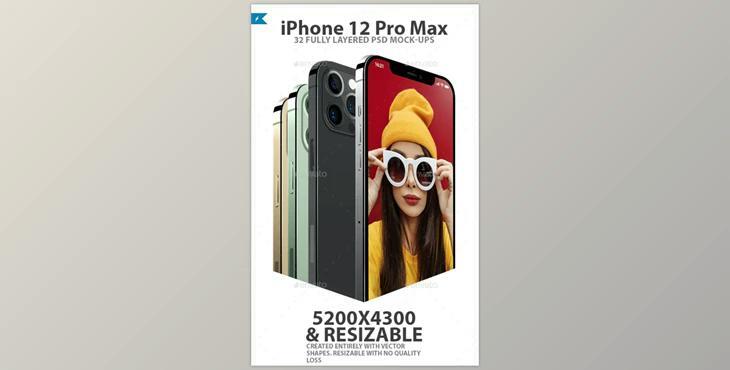 iPhone 12 Pro Layered PSD Mock-ups in 4 Colors GraphicRiver-28986984