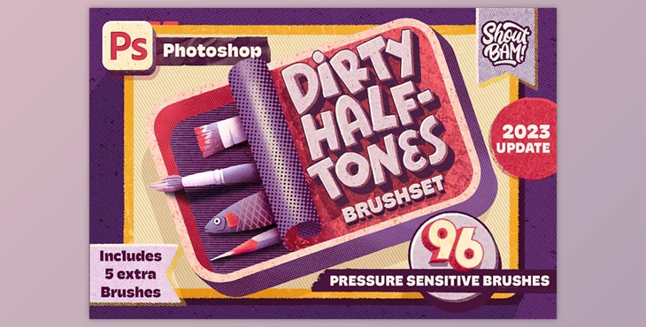 Dirty Halftones Photoshop Brush Set Creative Market – 12698601