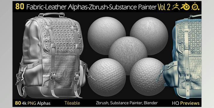 Artstation – Debox Studio – 80 4K Fabric – Leather Tileble Alphas