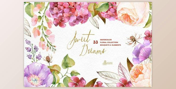 Sweet Dreams. Floral Collection By OctopusArtis (PNG, JPG)