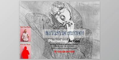 Artistic Sketch Photoshop Action CreativeMarket-5925157 (ATN, PAT)