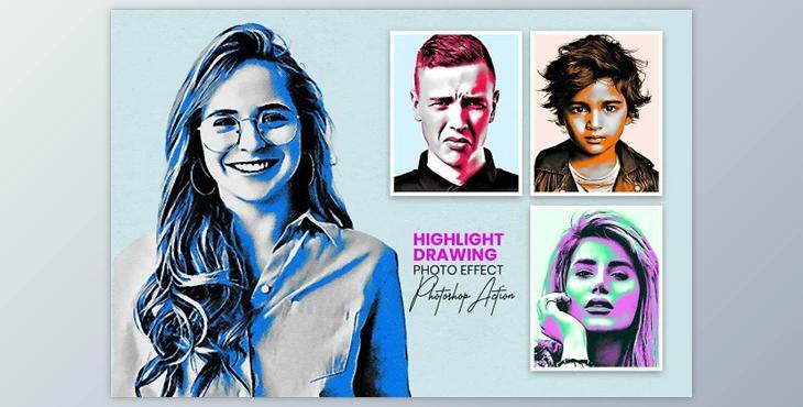 Highlight Drawing Photoshop Action