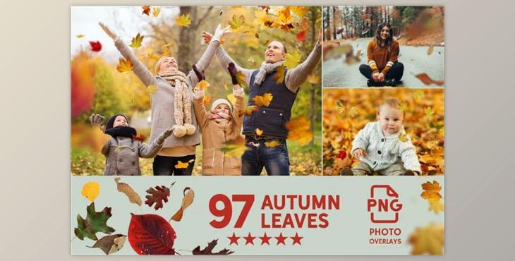 97 Autumn Leaves Photo Overlays By PhotoEffects.Store