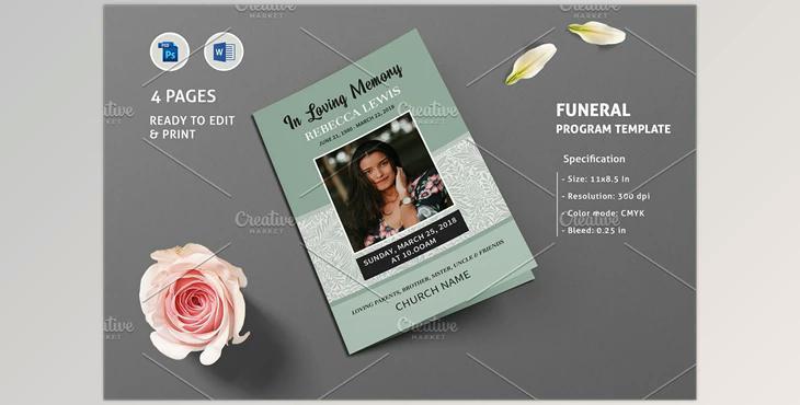 CreativeMarket – Funeral Program Template – V952 4319254