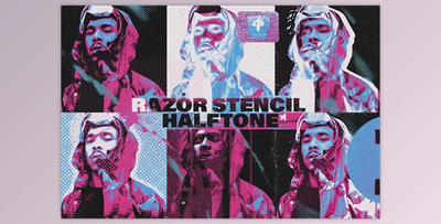 Razor Stencil Halftone Effect Action - 92163831