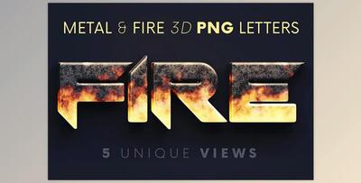 Metal & Fire – 3D Lettering CreativeMarket - 7255576