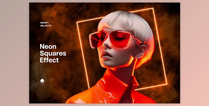 Orange Neon Squares Effect - 92138813