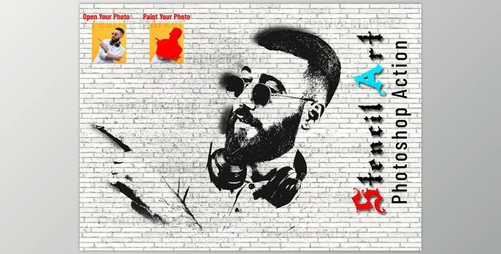 Stencil Art Photoshop Action CreativeMarket-6552635 (ATN)