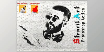 Stencil Art Photoshop Action CreativeMarket-6552635 (ATN)