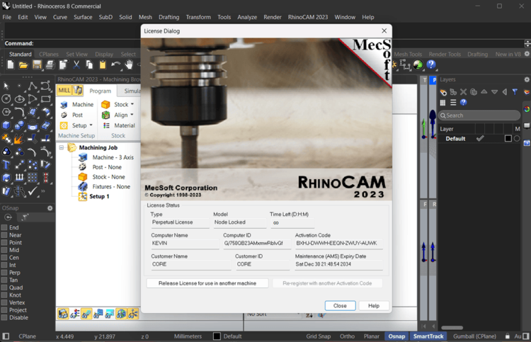 MecSoft RhinoCAM 2023 v13.0.216 for Rhinoceros 6/7/8 x64