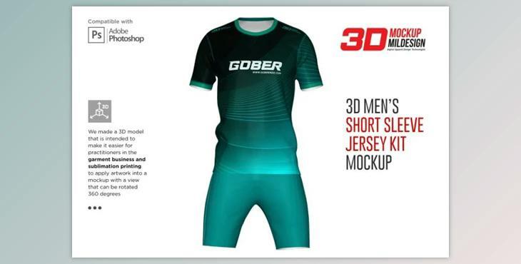 3D Men’s O-neck Jersey kit Mockup By Mildstudio (PSD)