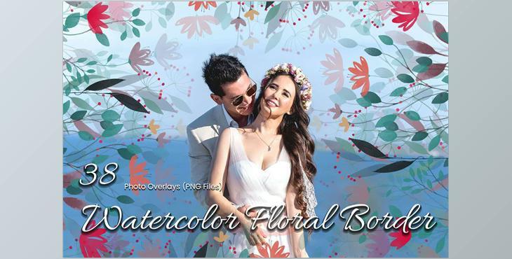 38 Watercolor Floral Border Overlays