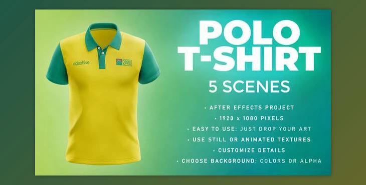 Polo T-shirt - 5 Scenes Mockup Template - Animated Mockup PRO (Videohive 33808963) - AE Project