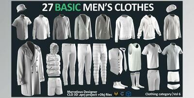 Artstation – 27 BASIC MEN’S CLOTHES PACK / Marvelous Designer / CLO3D + ZPRJ + OBJ + material