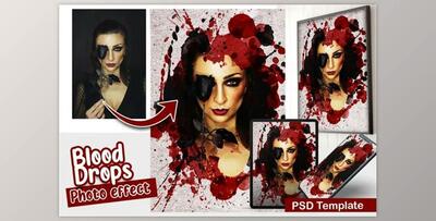 Blood Drops Photo Template By DreamColor (PSD)