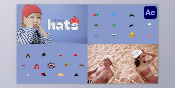 Cartoon Masks And Hats for After Effects (Videohive 50652024) - AE Project
