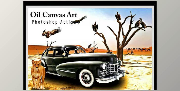 Oil Canvas Art Photoshop Action CreativeMarket - 6802764