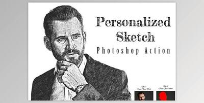 Personalized Sketch Photoshop Action Creativemarket - 12644232