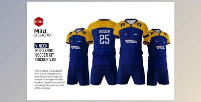 V Neck Polo Shirt Mockup v.06 CreativeMarket - 7461343