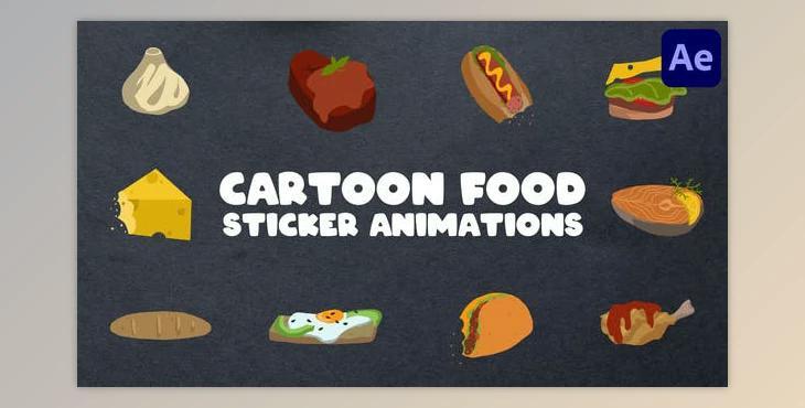 Cartoon Food Sticker Animations for After Effects (Videohive 47594608) - AE Project