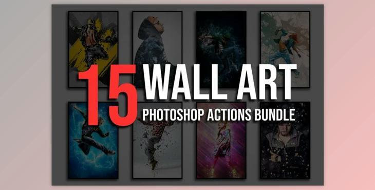 15 Wall Art Photoshop Actions Bundle Creativemarket 4828627