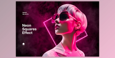 Pink Neon Squares Effect - 92031429