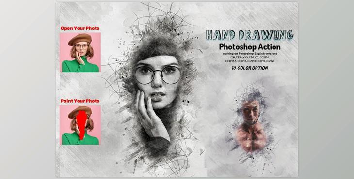 Hand Drawing Photoshop Action CreativeMarket-6029285 (ATN)