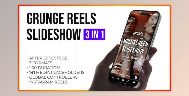 Grunge Grid Multiscreen Slideshow Reels and Stories (Videohive 47632698) - AE Project