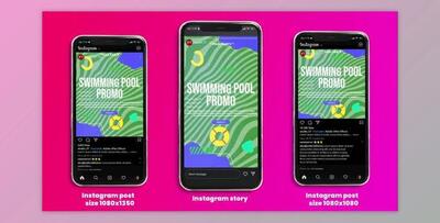 Swimming Pool Promo Instagram Story, Post (3 in 1) (VideoHive 39997660) - AE Project