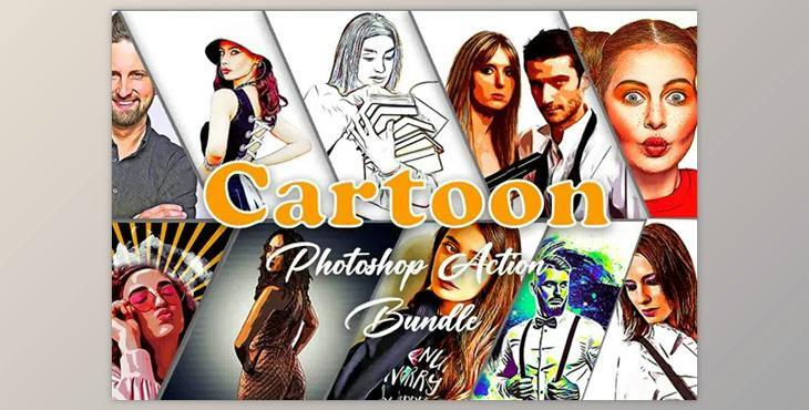 Cartoon Photoshop Action Bundle CreativeMarket - 10998631