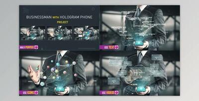 Businessman with Hologram Phone (Videohive 21612818) - AE Project