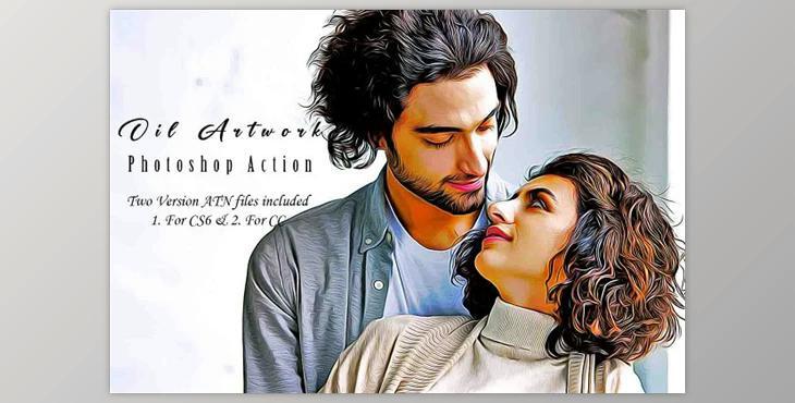 Oil Artwork Photoshop Action Creativemarket - 11002554