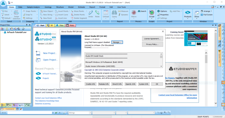 Datamine Studio EM 2.3 / 5D Planner 14 / OP 2.6 / RM 1.13 / UG 2.1 / EPS 3.0 / NPV Scheduler 4.30
