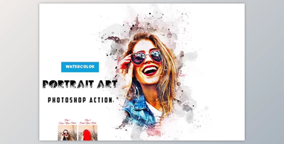 Watercolor Portrait Art PS Action Creative Market – 17630104