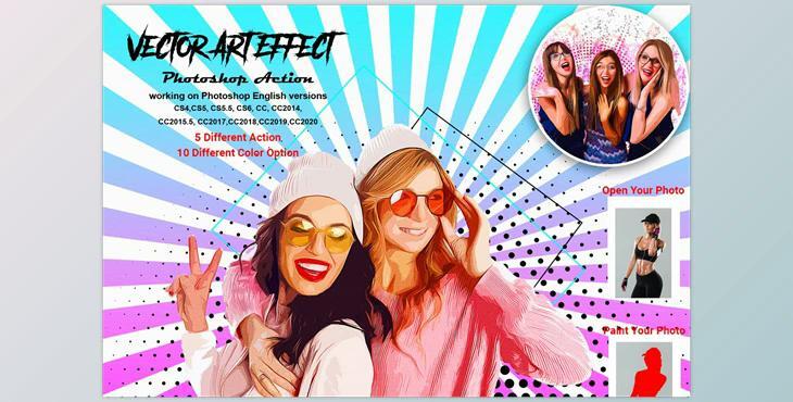 Vector Art Effect Photoshop Action CreativeMarket-5514395 (ABR, PDF, ATN, PAT)