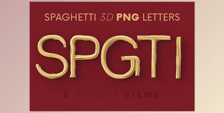 Spaghetti – 3D Lettering CreativeMarket - 7198850