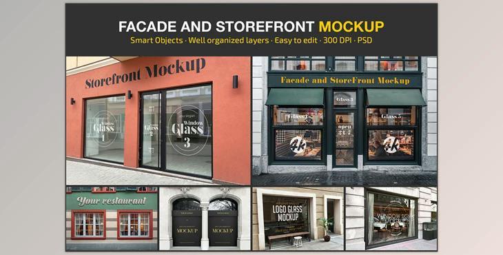 Facade and StoreFront Mockup Set CreativeMarket - 7366275